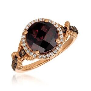 14K rose gold Le Vian Chocolatier Pomegranate Garnet & Diamonds Twist Rope Ring